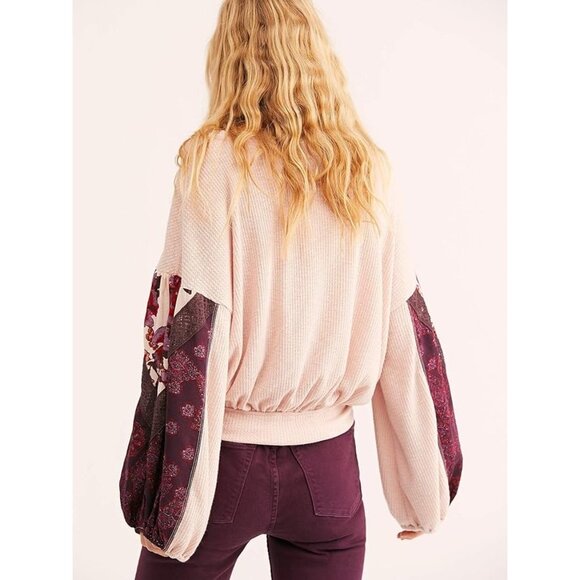 Free People Casual Clash Balloon Sleeve Thermal Top XS - Picture 3 of 8